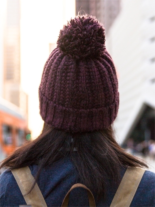 Knitted burgundy winter cap